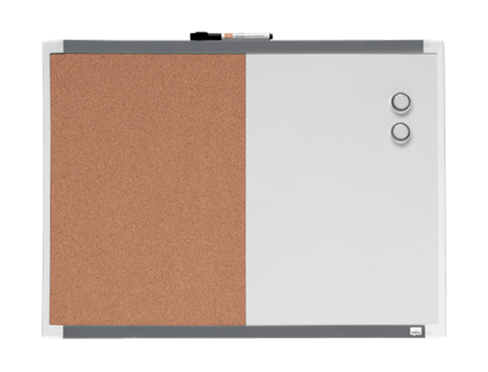 QUADRO BRANCO NOBO MAGNETICO COM TABULEIRO DE CORTICA 58,5X43 CM