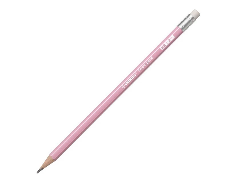 LAPIS DE GRAFITE STABILO SWANO COM BORRACHA MINA 2,2 MM DUREZA HB ROSA PASTEL