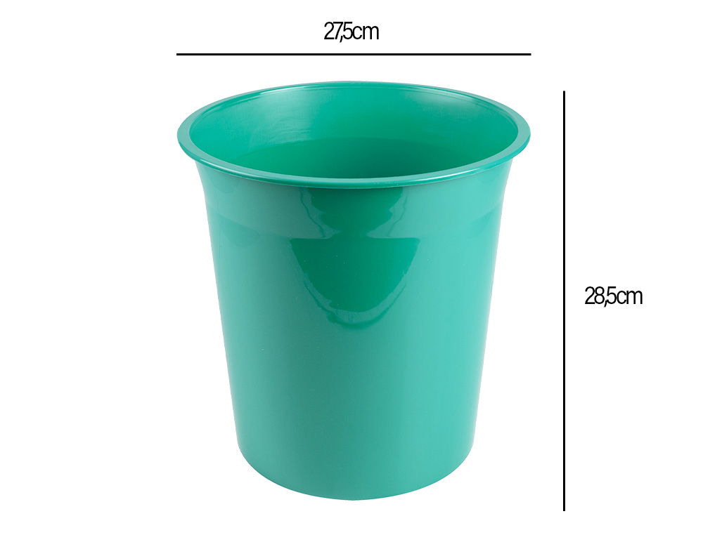 CESTO PLASTICO LIDERPAPEL ECOUSE 100% RECICLADO MENTA OPACO 13 LITROS