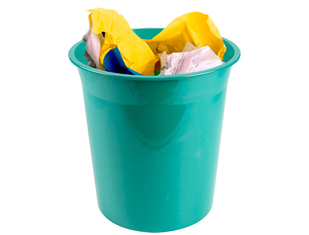 CESTO PLASTICO LIDERPAPEL ECOUSE 100% RECICLADO MENTA OPACO 13 LITROS