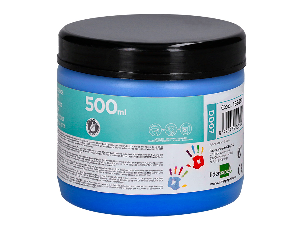 PINTURA A DEDOS LIDERPAPEL FRASCO DE 500 ML AZUL