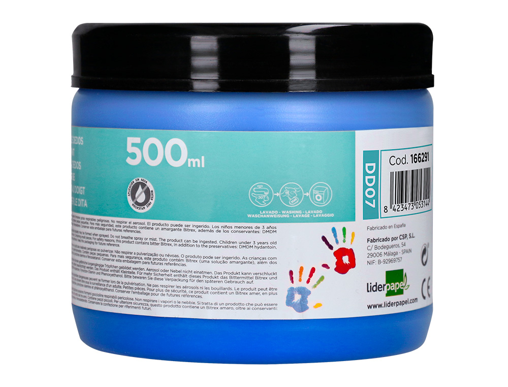 PINTURA A DEDOS LIDERPAPEL FRASCO DE 500 ML AZUL