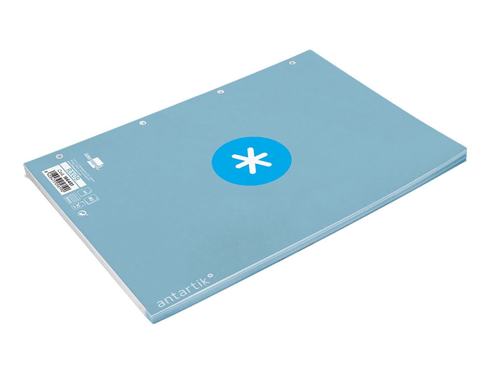 RECARGA A4 ANTARTIK 80 FOLHAS 90G/M2 QUADRICULA 5MM 4 FUROS 1 BANDA COM MOLDURA COR CELESTE