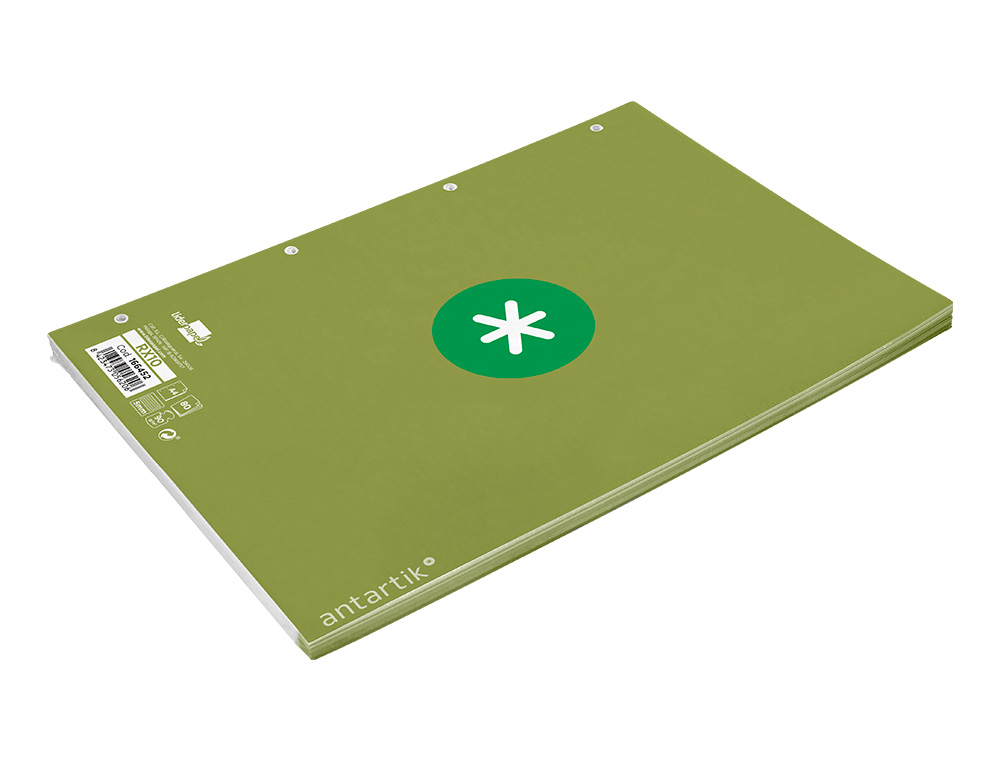 RECARGA A4 ANTARTIK 80 FOLHAS 90G/M2 QUADRICULA 5MM 4 FUROS 1 BANDA COM MOLDURA COR MENTA