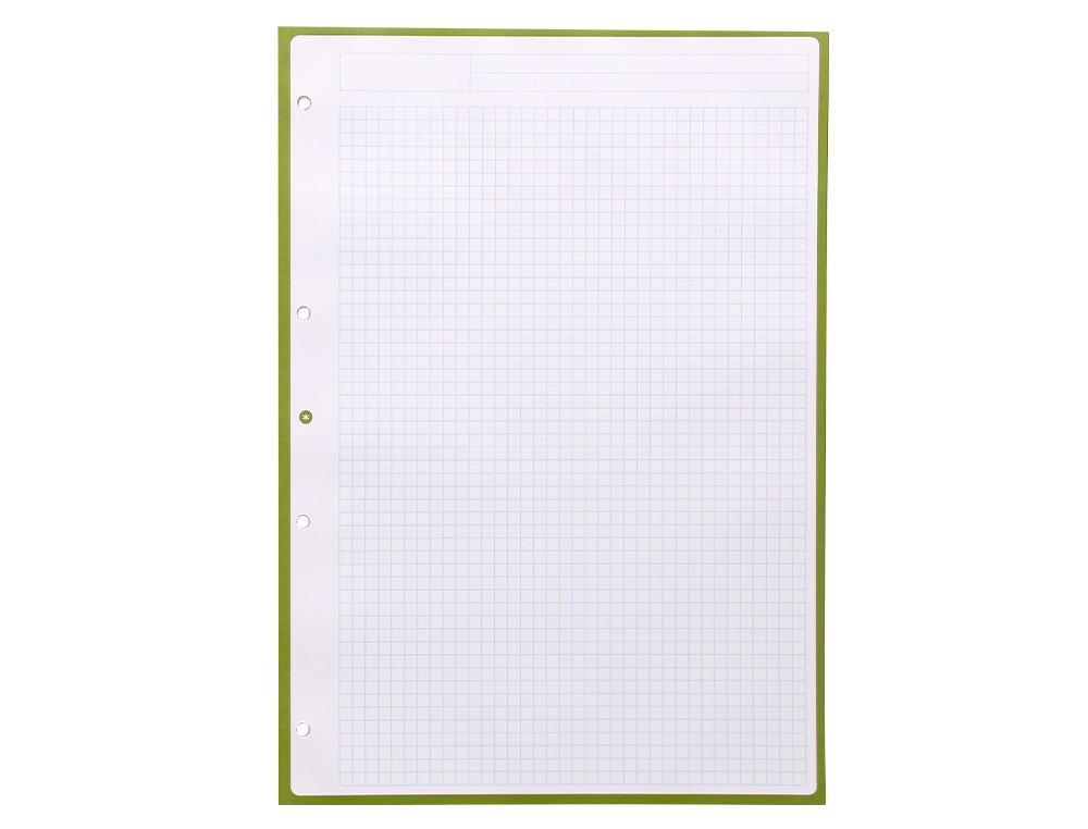 RECARGA A4 ANTARTIK 80 FOLHAS 90G/M2 QUADRICULA 5MM 4 FUROS 1 BANDA COM MOLDURA COR MENTA