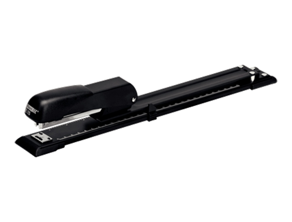 AGRAFADOR RAPID E15 METALICO BRACO LARGO CAPACIDADE 20 FOLHAS USA AGRAFES 24/6 E 26/26 COR PRETO