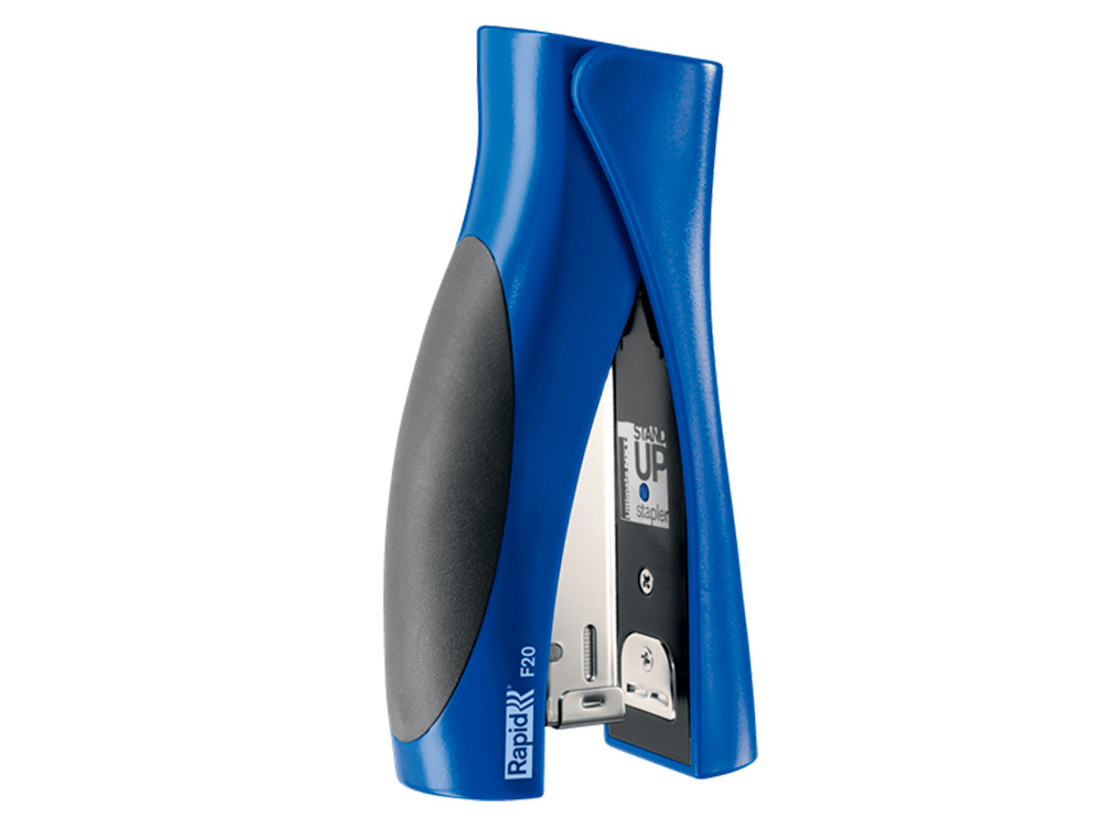 AGRAFADOR RAPID VERTICAL ULTIMATE F20 PLASTICO CAPACIDADE 20 FOLHAS USA AGRAFES 24/6 E 26/6 COR AZUL