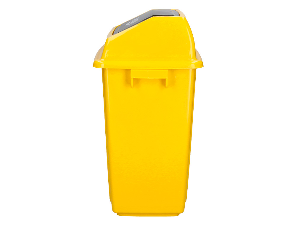 CONTENTOR DE LIXO Q-CONNECT PLASTICO COM TAMPA DE EMPURRAR 20 LITROS 340X240X450 MM AMARELO