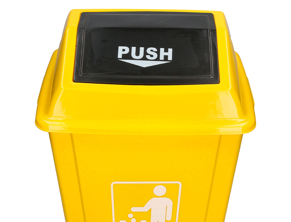 CONTENTOR DE LIXO Q-CONNECT PLASTICO COM TAMPA DE EMPURRAR 20 LITROS 340X240X450 MM AMARELO