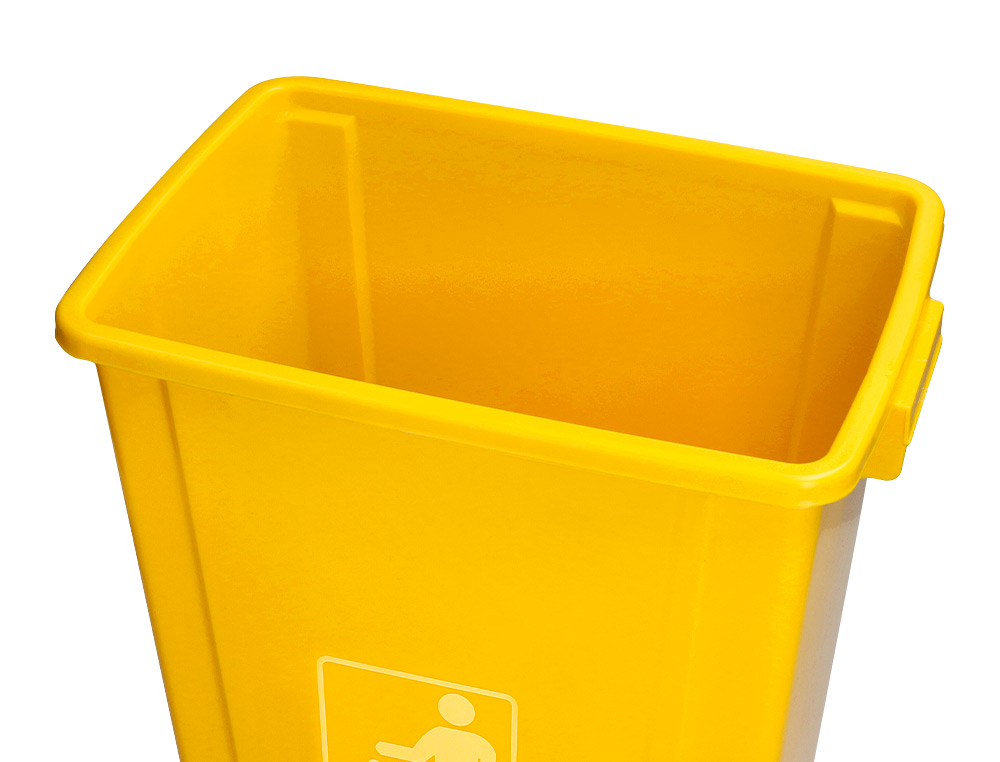 CONTENTOR DE LIXO Q-CONNECT PLASTICO COM TAMPA DE EMPURRAR 20 LITROS 340X240X450 MM AMARELO