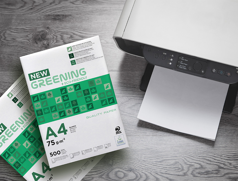 PAPEL FOTOCOPIA GREENING DIN A4 75 GR EMBALAGEM DE 500 FOLHAS