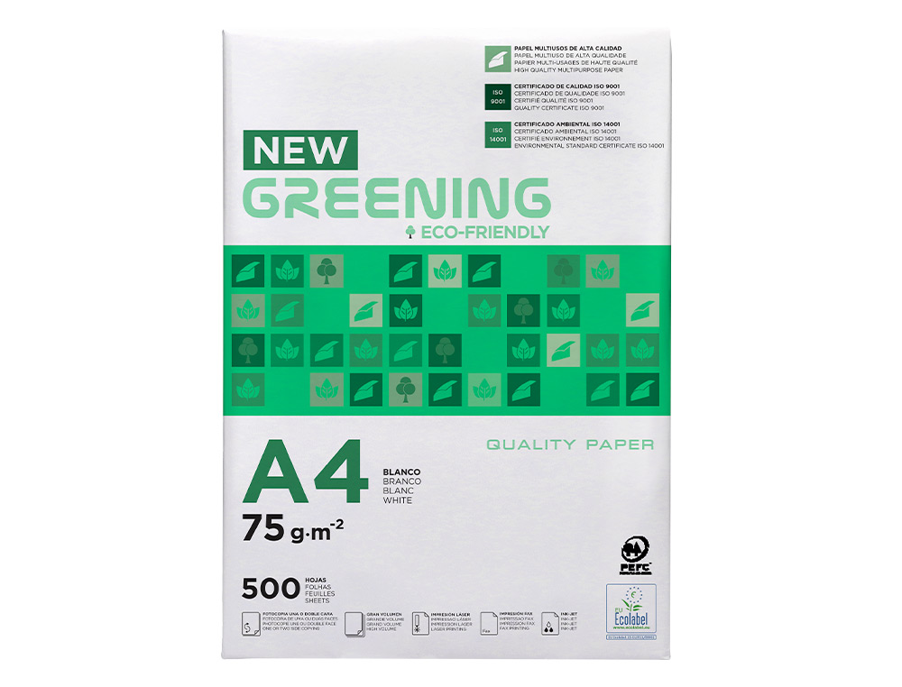 PAPEL FOTOCOPIA GREENING DIN A4 75 GR EMBALAGEM DE 500 FOLHAS
