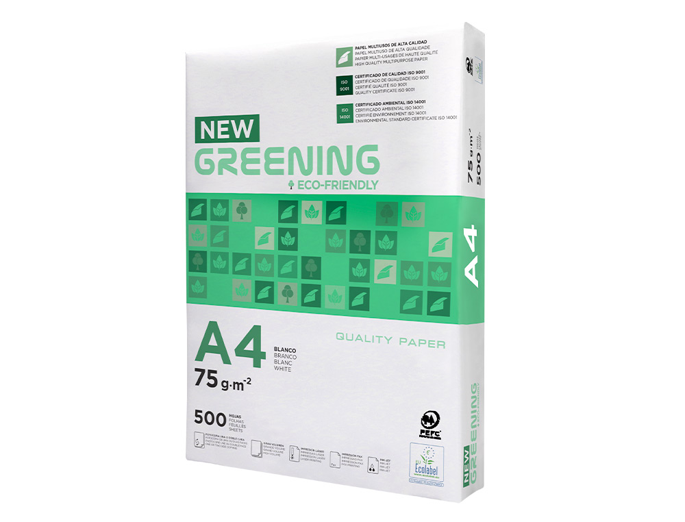 PAPEL FOTOCOPIA GREENING DIN A4 75 GR EMBALAGEM DE 500 FOLHAS