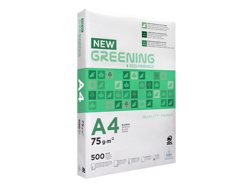 PAPEL FOTOCOPIA GREENING DIN A4 75 GR EMBALAGEM DE 500 FOLHAS