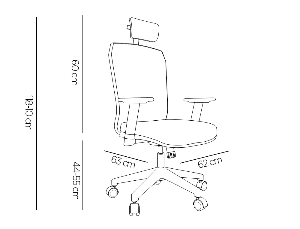 CADEIRA GIRATORIA Q-CONNECT ERGONOMICA ENCOSTO ALTO E APOIO DE CABECA AJUSTAVEL EM ALTURA 1180+100X630X625 MM COR PRETO