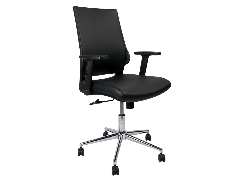 CADEIRA GIRATORIA Q-CONNECT ANDROMEDA ENCOSTO MEDIO DE IMITACAO PELE REGULAVEL EM ALTURA 980+100X630X625 MM COR PRETO