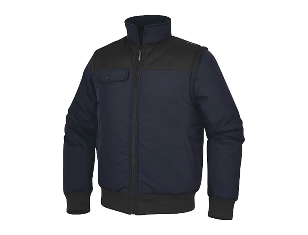 COLETE DELTAPLUS MULTIBOLSOS COM FECHO E MANGAS AMOVIVEIS 80% POLIESTER 20% ALGODAO TAMANHO L COR AZUL MARINHO/PRETO