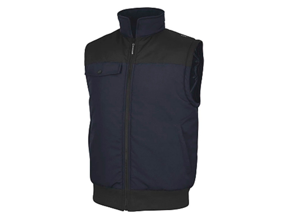 COLETE DELTAPLUS MULTIBOLSOS COM FECHO E MANGAS AMOVIVEIS 80% POLIESTER 20% ALGODAO TAMANHO L COR AZUL MARINHO/PRETO