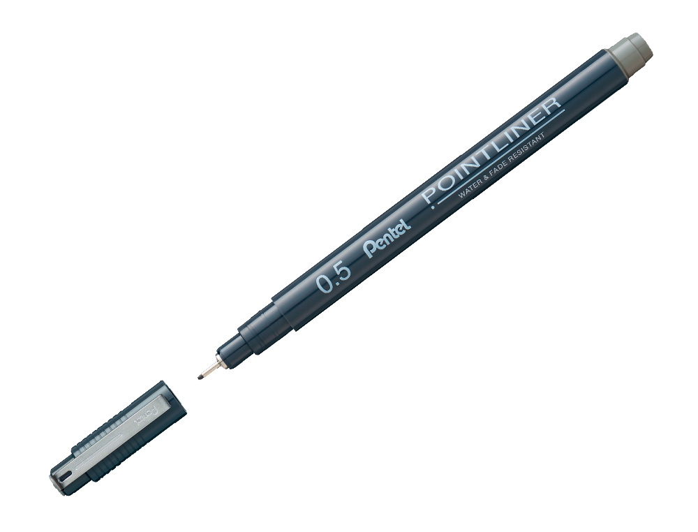 MARCADOR PENTEL POINTLINER COM TINTA PIGMENTADA COR CINZA PONTA DE 0,5 MM