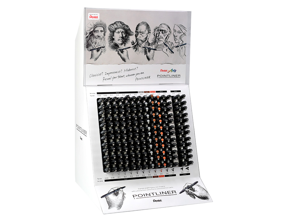 MARCADOR PENTEL POINTLINER COM TINTA PIGMENTADA EXPOSITOR DE 168 UNIDADES
