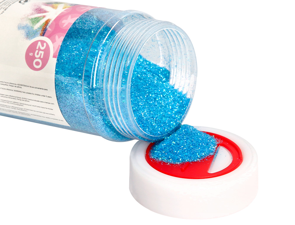 PURPURINA LIDERPAPEL FANTASIA COR AZUL PASTEL METALIZADO FRASCO DE 250 GR