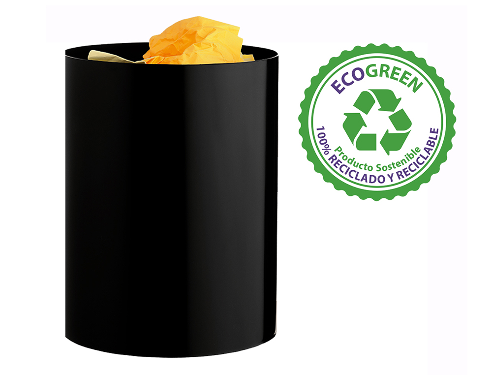 CESTO DE PAPEIS PLASTICO ARCHIVO 2000 ECOGREEN 100% RECICLADA 18 LITROS COR PRETO 260X335 MM