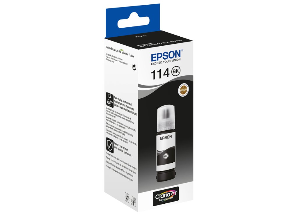 TINTA EPSON T114 ECO TANK ET-8500 / 8550 PRETO GARRAFA 70 ML