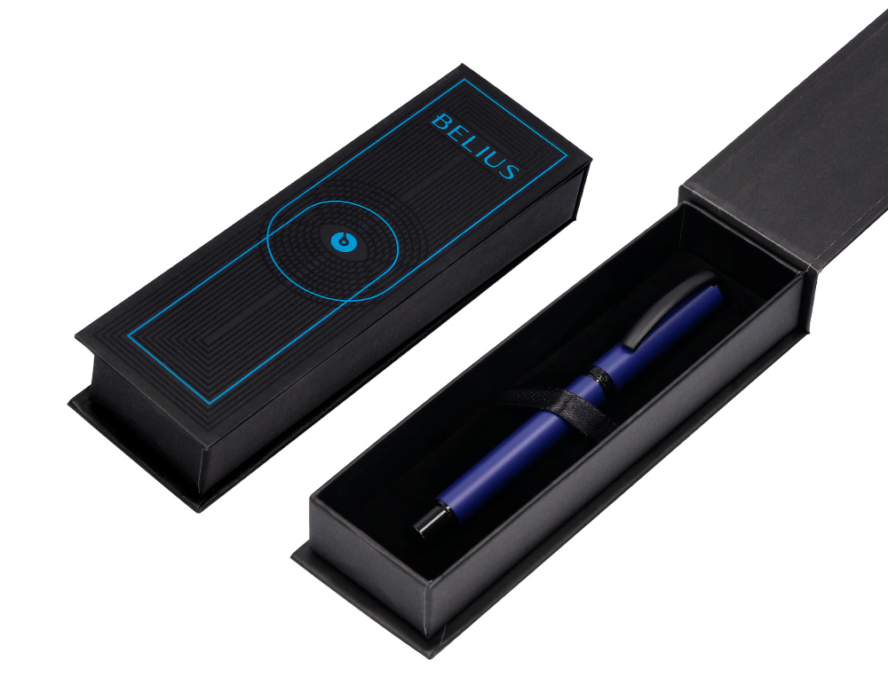 ROLLER BELIUS TURBO ALUMINIO AZUL E PRETO TINTA AZUL CAIXA DESIGN