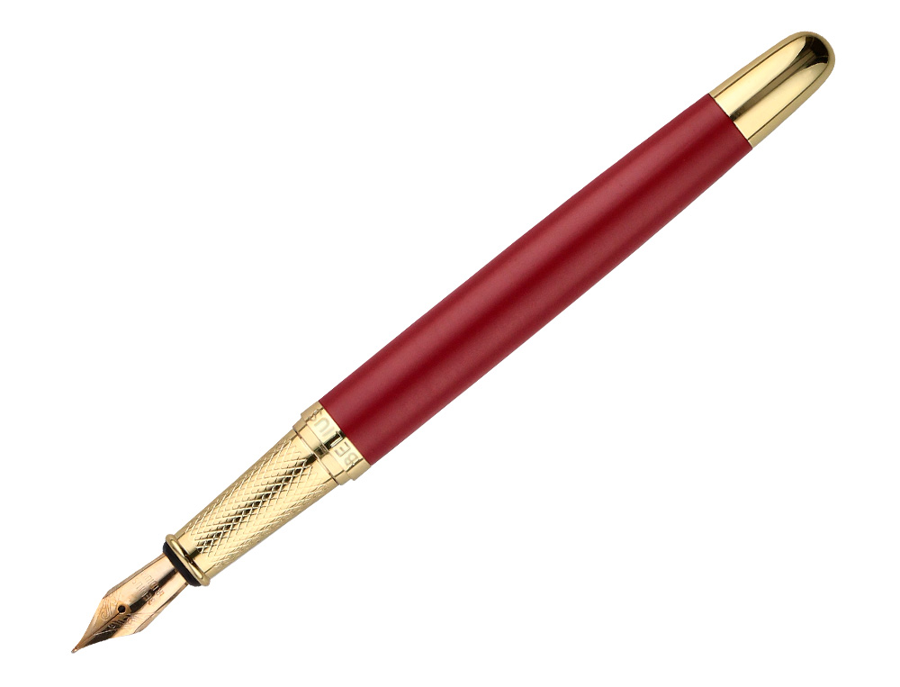CANETA BELIUS SOIREE ALUMINIO DESENHO ART DECO BORDEAUX E DOURADO TINTA AZUL CAIXA DESIGN