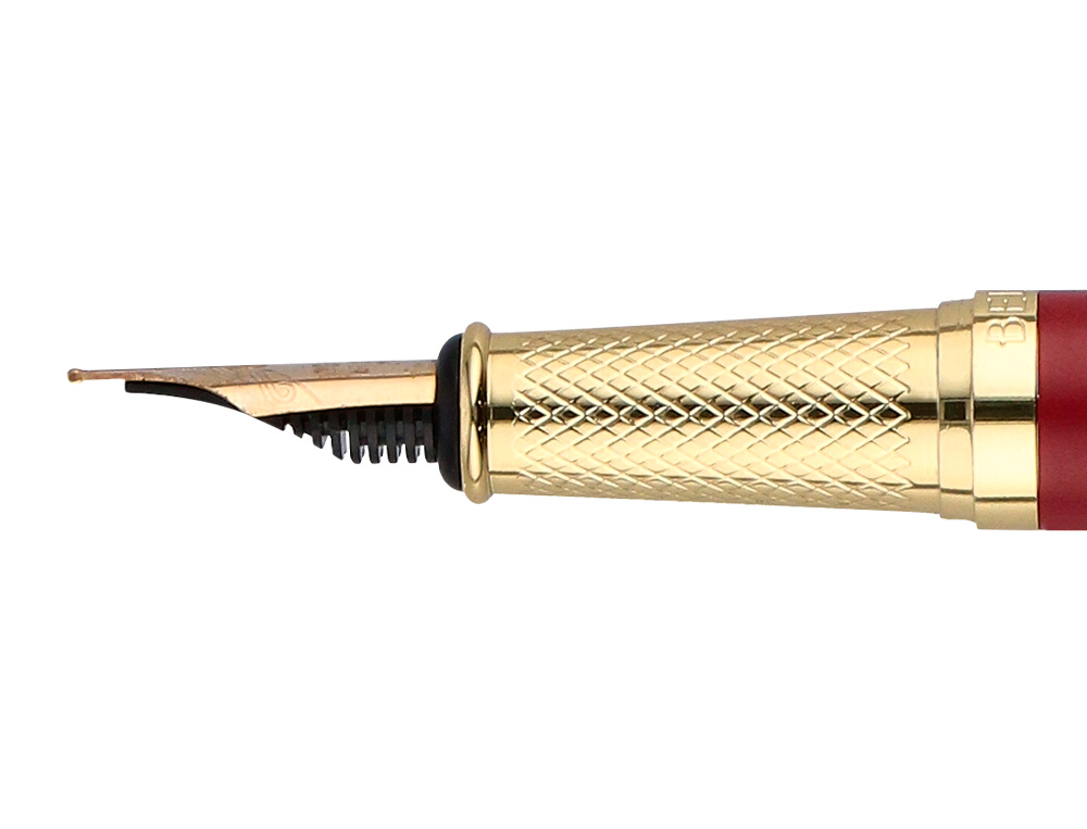 CANETA BELIUS SOIREE ALUMINIO DESENHO ART DECO BORDEAUX E DOURADO TINTA AZUL CAIXA DESIGN