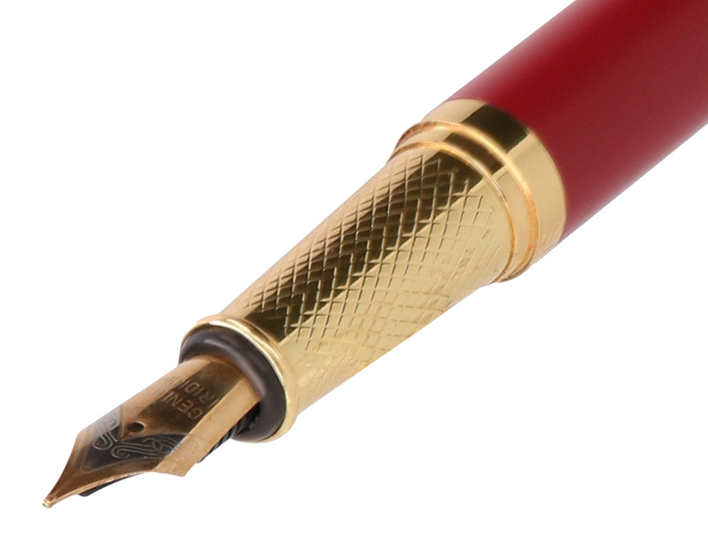 CANETA BELIUS SOIREE ALUMINIO DESENHO ART DECO BORDEAUX E DOURADO TINTA AZUL CAIXA DESIGN