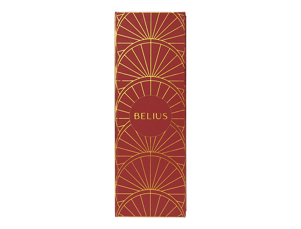 CANETA BELIUS SOIREE ALUMINIO DESENHO ART DECO BORDEAUX E DOURADO TINTA AZUL CAIXA DESIGN