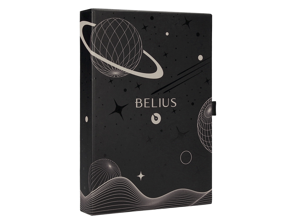 CANETA E BOLSA EM IMITACAO PELE BELIUS SPACE B DESENHO MINIMALISTA CINZA TINTA AZUL CAIXA DESIGN