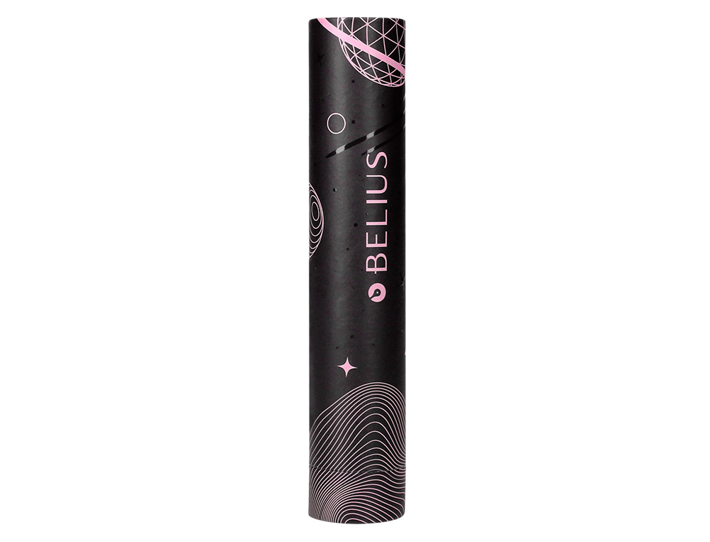 ESFEROGRAFICA BELIUS ROCKET B ALUMINIO DESENHO MINIMALISTA ROSA CAIXA CILINDRICA TINTA AZUL