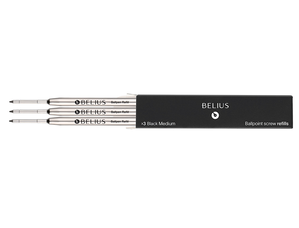 RECARGA ESFEROGRAFICA BELIUS PRETO 0,8 MM CAIXA 3 UNIDADES