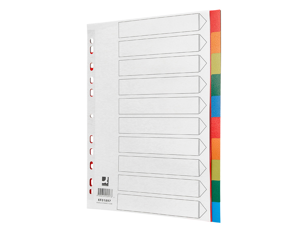 SEPARADOR Q-CONNECT PLASTICO CONJUNTO DE 10 SEPARADORES DIN A4 MULTIPERFURADOS