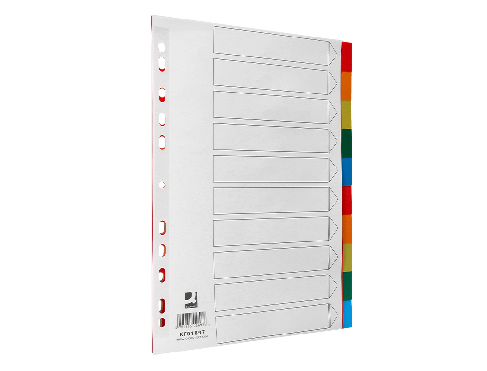 SEPARADOR Q-CONNECT PLASTICO CONJUNTO DE 10 SEPARADORES DIN A4 MULTIPERFURADOS