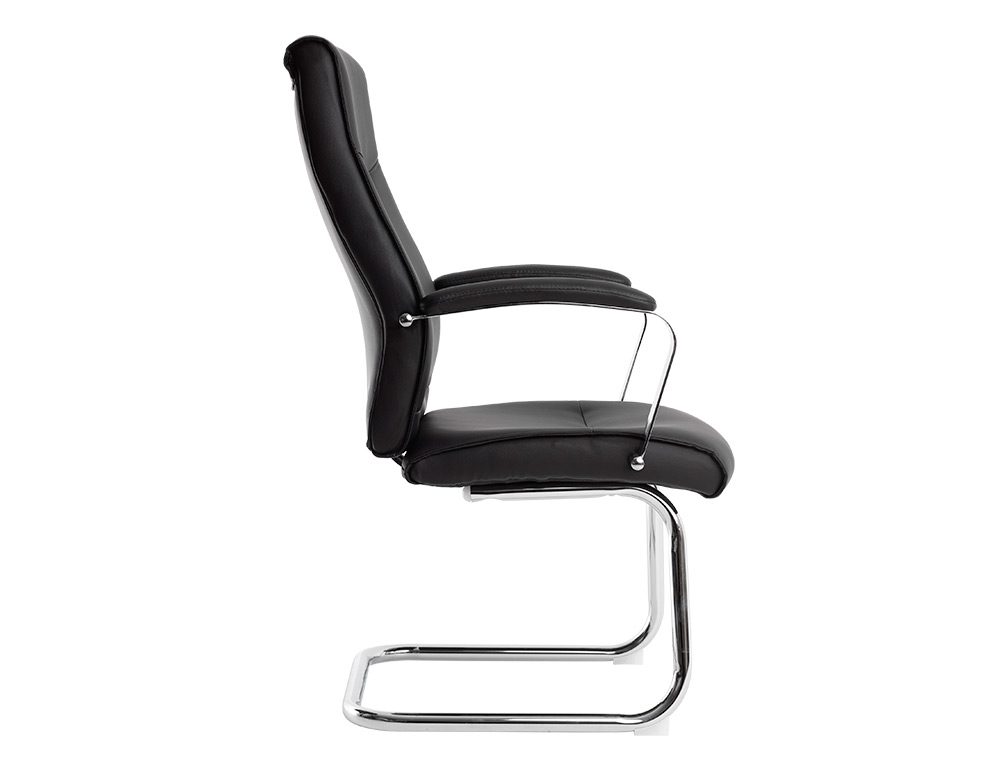 CADEIRA DE ESCRITORIO Q-CONNECT MODENA IMIT DE PELE BASE METAL ALT MAX 1050 MM LARG 630 MM PROF 650 COR PRETO