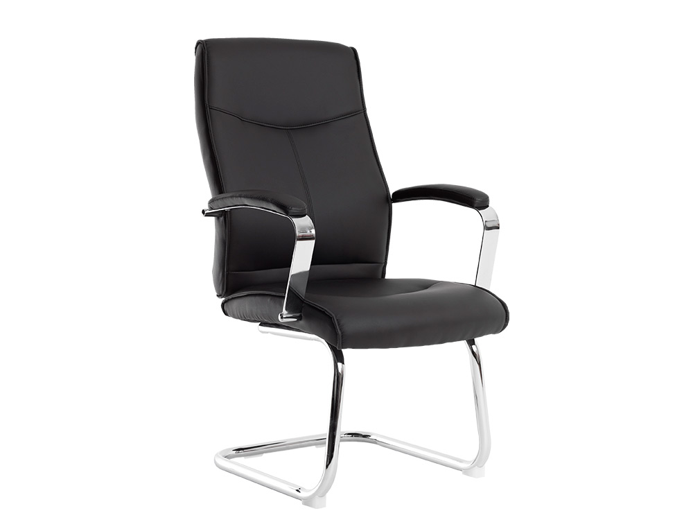 CADEIRA DE ESCRITORIO Q-CONNECT MODENA IMIT DE PELE BASE METAL ALT MAX 1050 MM LARG 630 MM PROF 650 COR PRETO