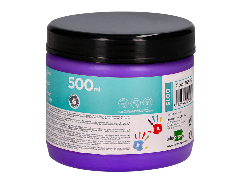 PINTURA A DEDOS LIDERPAPEL FRASCO DE 500 ML VIOLETA