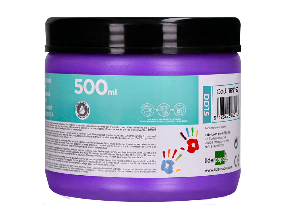 PINTURA A DEDOS LIDERPAPEL FRASCO DE 500 ML VIOLETA