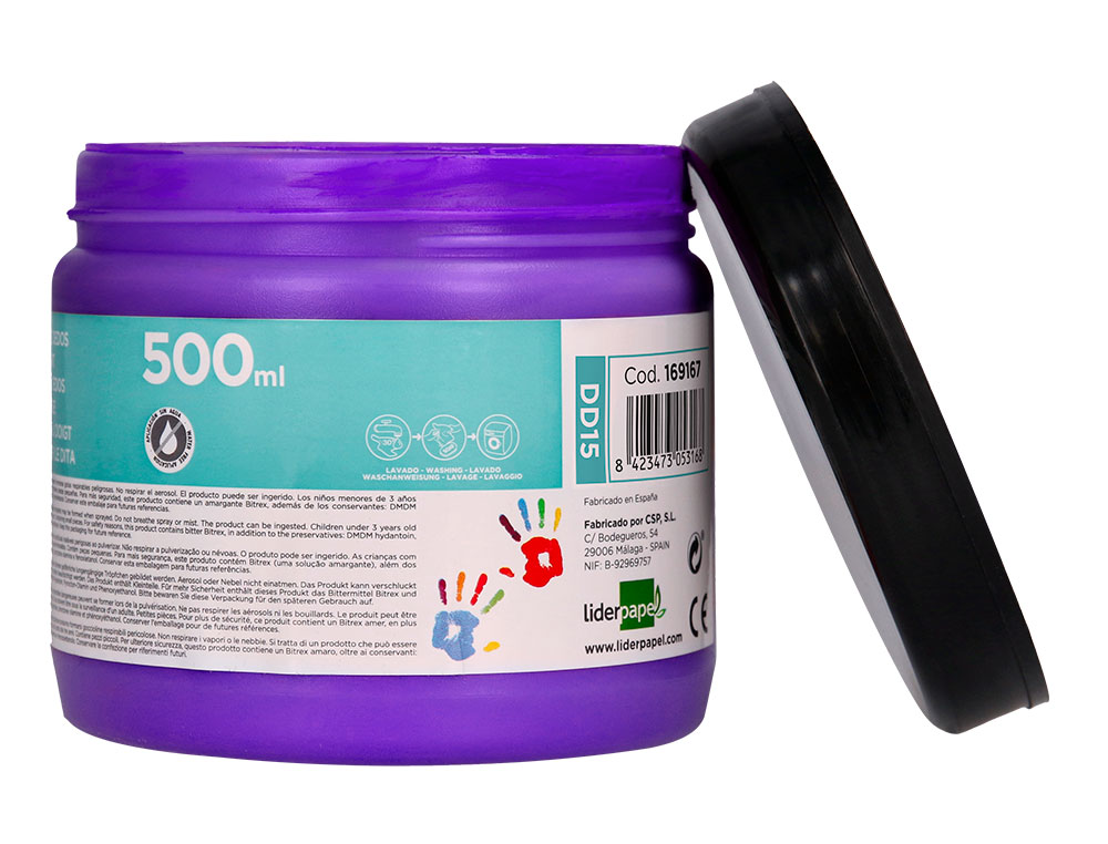 PINTURA A DEDOS LIDERPAPEL FRASCO DE 500 ML VIOLETA