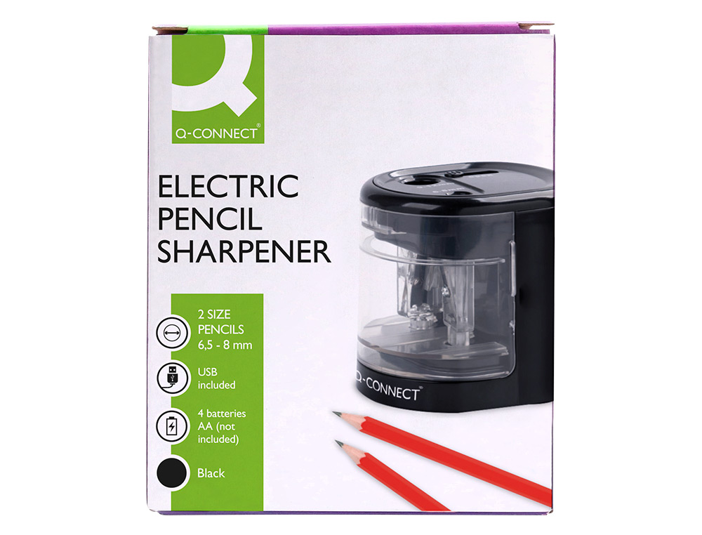 APARA LAPIS Q-CONNECT KF14568 ELETRICO DE SECRETARIA CABO USB/4 PILHAS AA AFIADOR LAMINAS DIAMETROS 6 A 12MM DOIS USOS