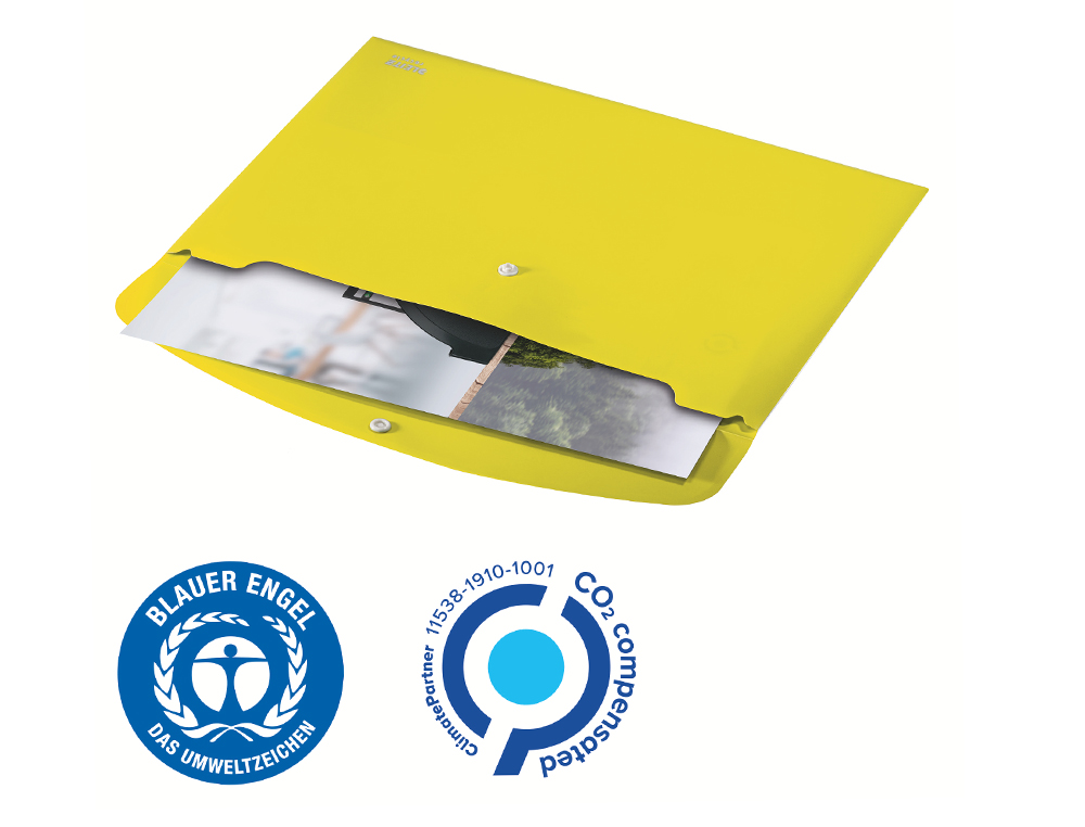 BOLSA LEITZ RECYCLE PORTA DOCUMENTOS FECHO DE MOLA DIN A4 POLIPROPILENO AMARELO