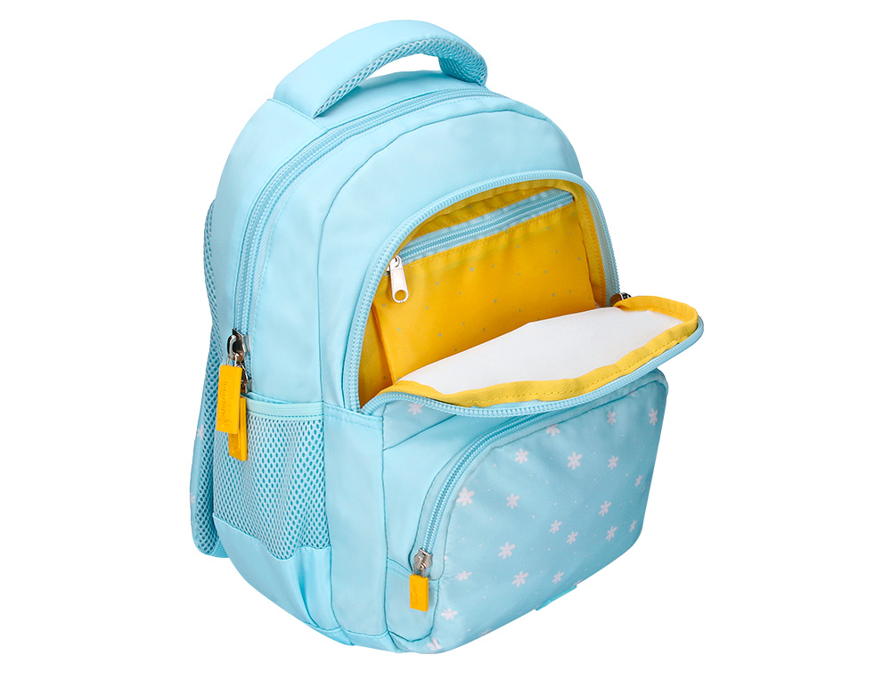 MOCHILA ESCOLAR LIDERPAPEL MULTIBOLSO INFANTIL DESENHO FLORES 350X110X270 MM