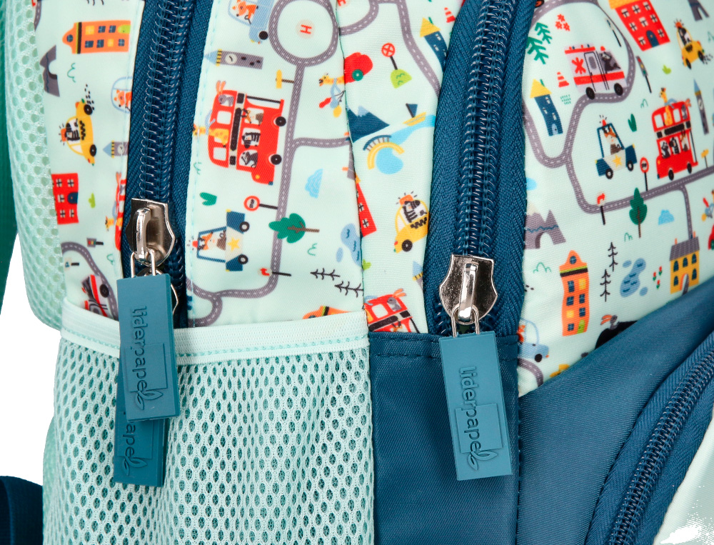 MOCHILA ESCOLAR LIDERPAPEL MULTIBOLSO INFANTIL DESENHO CARROS 350X110X270 MM