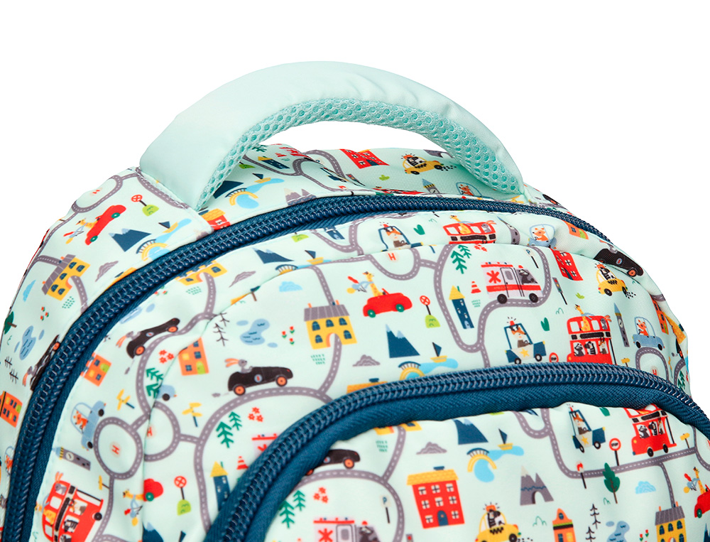 MOCHILA ESCOLAR LIDERPAPEL MULTIBOLSO INFANTIL DESENHO CARROS 350X110X270 MM