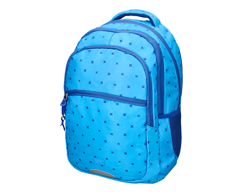 MOCHILA ESCOLAR LIDERPAPEL MULTIBOLSO DESENHO AZUL 450X145X300 MM