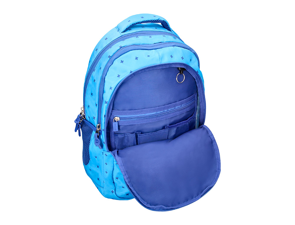 MOCHILA ESCOLAR LIDERPAPEL MULTIBOLSO DESENHO AZUL 450X145X300 MM