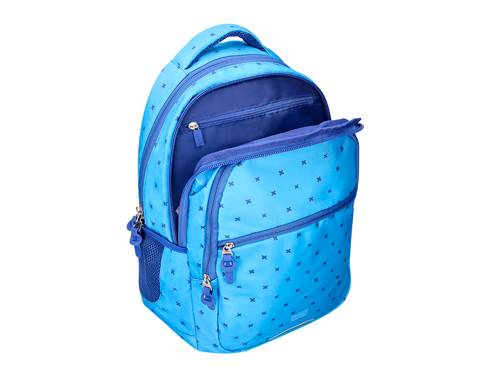 MOCHILA ESCOLAR LIDERPAPEL MULTIBOLSO DESENHO AZUL 450X145X300 MM